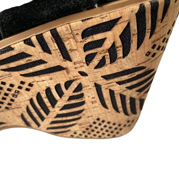 Sbicca Staycation Black Suede Ankle Lace Up Platform Wedge Sandal size 10 - Picture 5 of 11